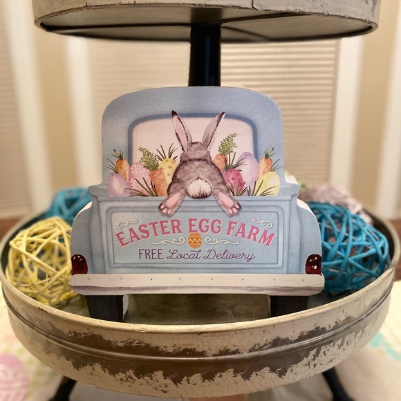 Vintage Farmhouse Easter Egg Farm Truck Sign, Easter Bunny Carrots & Easter Eggs - Picture 2 of 12